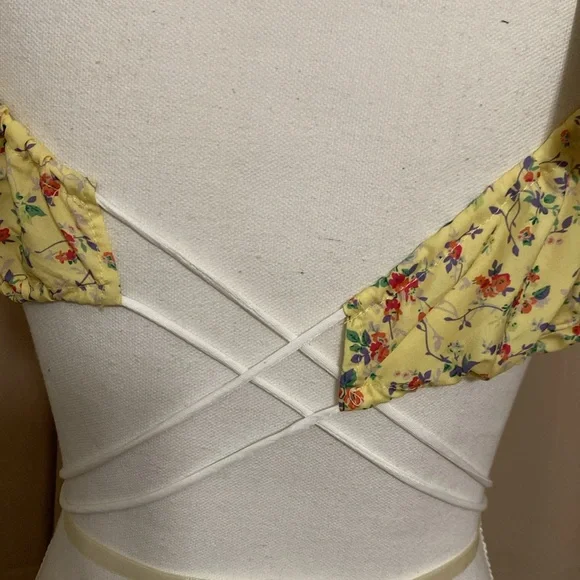 Love + Harmony Floral Yellow Puff Sleeve Top medium - Picture 5 of 7